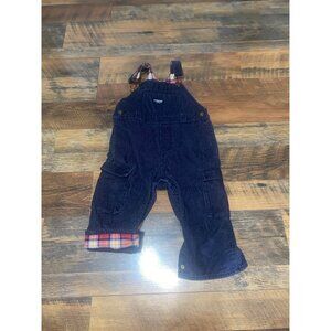 Oshkosh Boys Overalls Navy Corduory Red Plaid Flannel Lining Cargo 18 Months‎